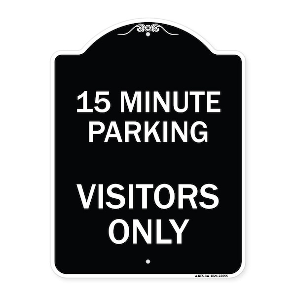 Signmission Reserved Parking 15 Minute Parking for Visitors Heavy-Gauge Aluminum Sign, 24" x 18", BW-1824-23055 A-DES-BW-1824-23055 - main